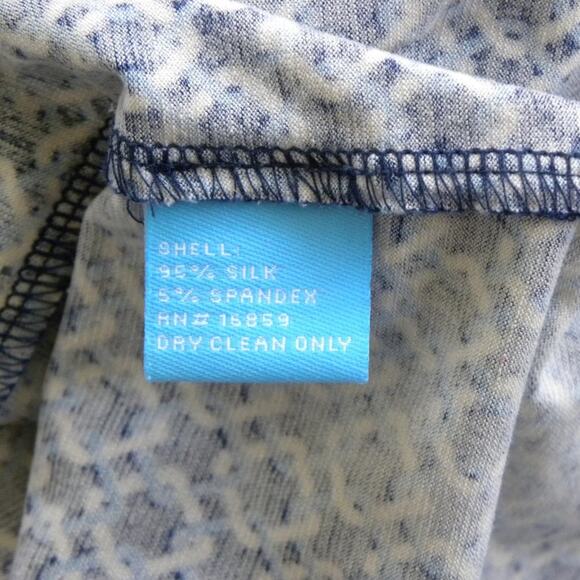 J. McLaughlin Silk Jersey Sheath Dress Blue Chain Print 3/4 Sleeve - Picture 7 of 8